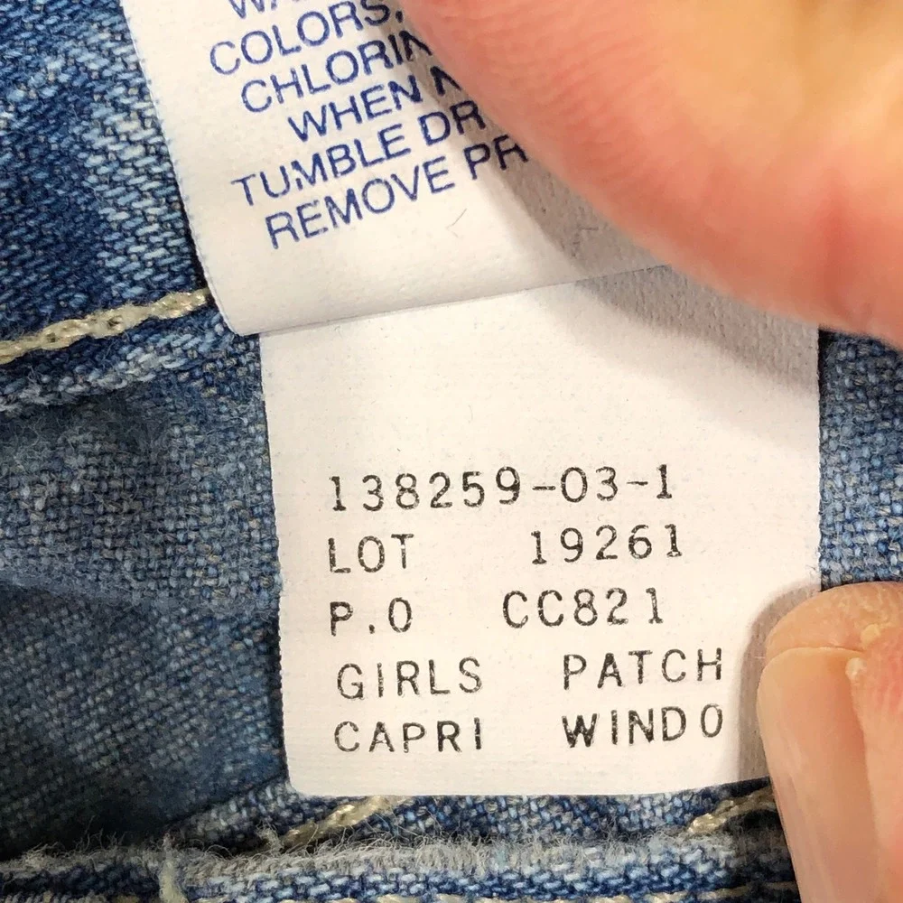 Old Navy Capri Jeans Girls 10 Blue Floral Patchwork Cuff Denim Pants 138259-03-1